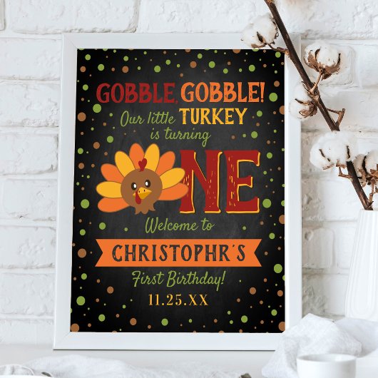 Little Turkey Fall Erntedank 1. Geburtstag Poster