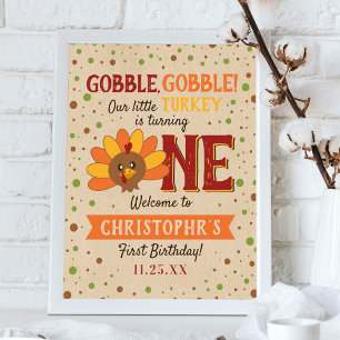 Little Turkey Fall Erntedank 1. Geburtstag Poster