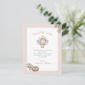 Little Turkey Girl Fall Baby Dusche Danke Karte (Stehend Vorderseite)