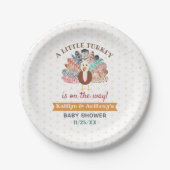 Little Turkey On The Way! Thanksgiving Baby Shower Pappteller (Vorderseite)
