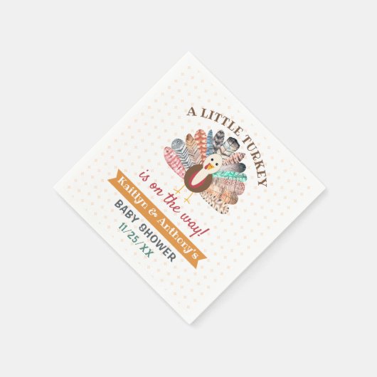 Little Turkey On The Way! Thanksgiving Baby Shower Serviette (Ecke)