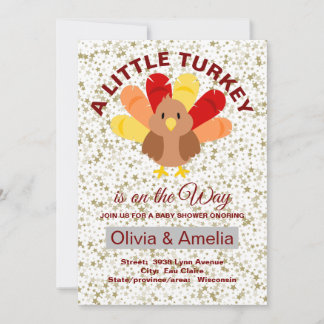 Little Turkey Thnksgiving Personalized Baby Shower Einladung
