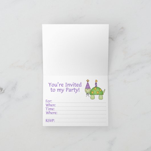 Little Turtle 1. Geburtstag Einladung (Innenseite)