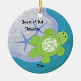 Little Turtle First Christmas Keramik Ornament