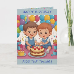 Little Twin Boys Geburtstagskarte Feiertagskarte