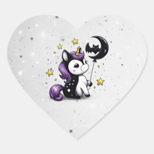 Little Unicorn Herz-Aufkleber