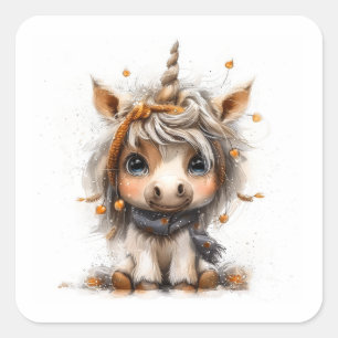 Little Unicorn Quadratischer Aufkleber