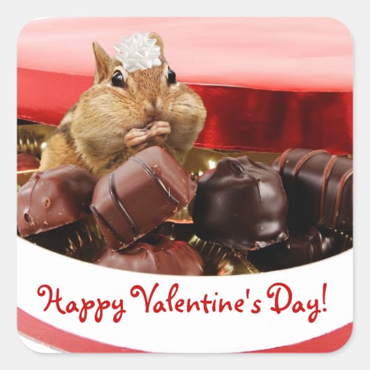 Little Valentine Chipmunk Quadratischer Aufkleber (Vorderseite)