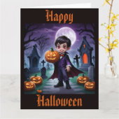 Little Vampire Halloween Card Karte (Gelbe Blume)
