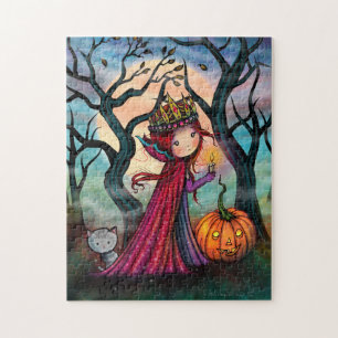 Little Vampire mit Cat Halloween Art Puzzle