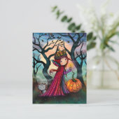 Little Vampire mit Tabby Cat Postkarte (Stehend Vorderseite)