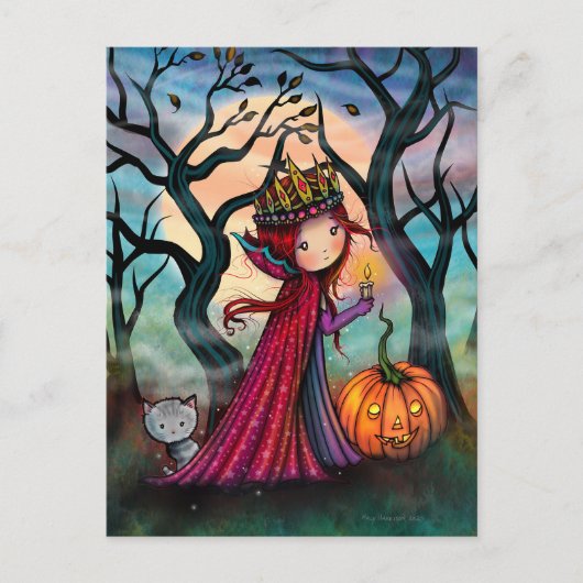 Little Vampire mit Tabby Cat Postkarte (Vorderseite)