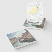 Little Venice River Boat Steinuntersetzer (Seitenansicht)