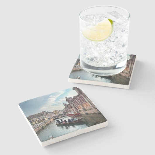 Little Venice River Boat Steinuntersetzer (Seitenansicht)