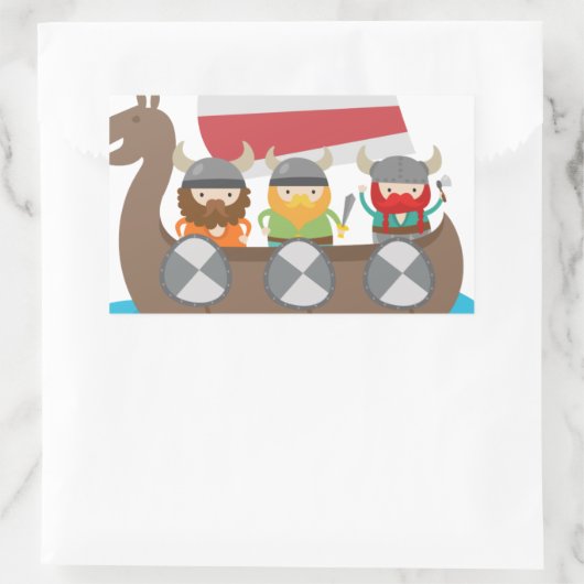 Little Vikings auf Schiff Rechteckiger Aufkleber (Tasche)