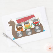 Little Vikings auf Schiff Rechteckiger Aufkleber (Umschlag)