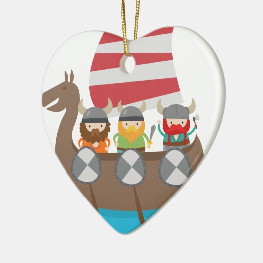 Little Vikings in ship Keramik Ornament (Links)