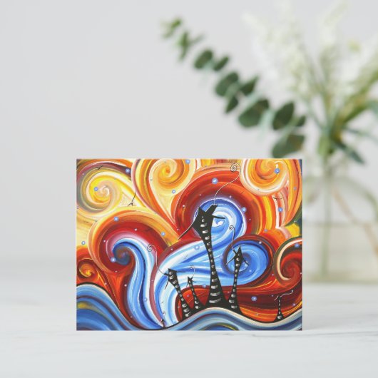 Little Village Original Whimsical MADART Malerei Postkarte (Stehend Vorderseite)