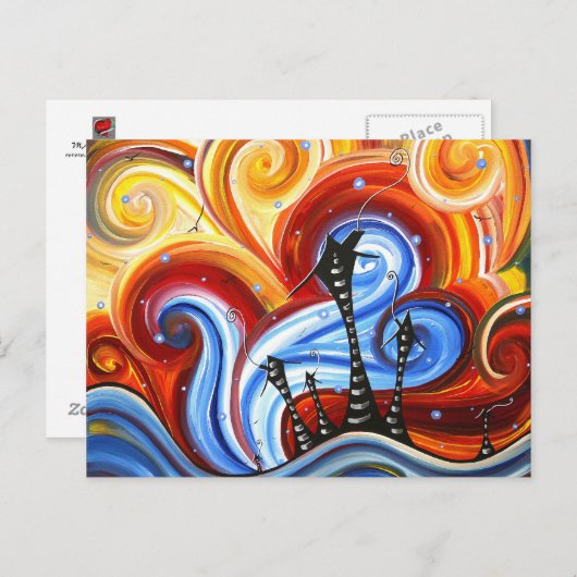 Little Village Original Whimsical MADART Malerei Postkarte (Vorne/Hinten)