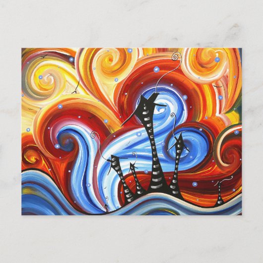 Little Village Original Whimsical MADART Malerei Postkarte (Vorderseite)