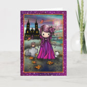 Little Violet Niedlich Halloween Vampire, Cat and  Karte (Vorderseite)