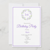 Little Violet Watercolor Blossoms Kranz Einladung (Vorderseite)