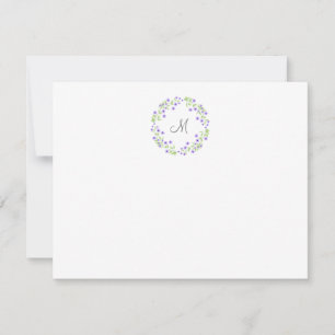 Little Violet Watercolor Blossoms Kranz Mitteilungskarte