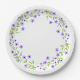 Little Violet Watercolor Blossoms Kranz Pappteller