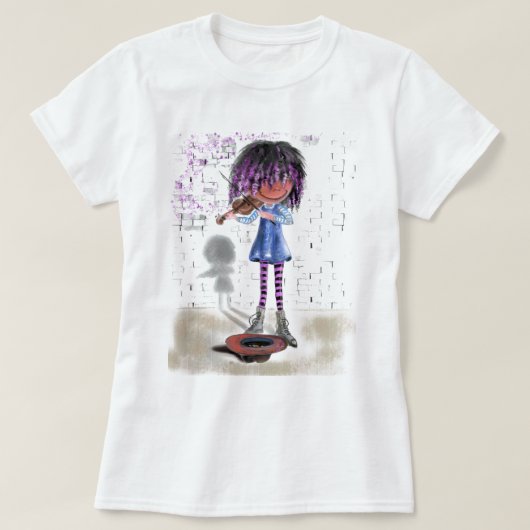 Little Violinist Street Musician T - Shirt (Design vorne)