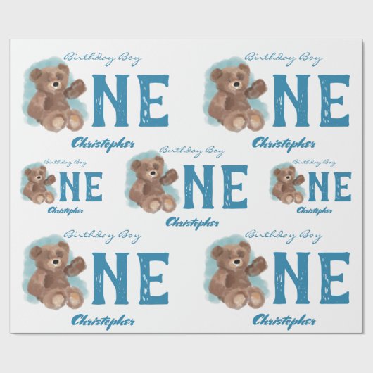 Little Watercolor Bear Süße Tier zum ersten Geburt Geschenkpapier (Flach)