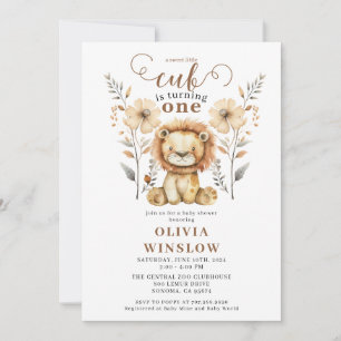 Little Watercolor Lion Safari Tier 1. Geburtstag Einladung