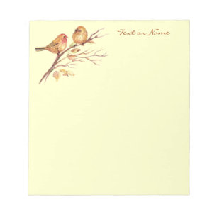 Little Watercolor Sparrow Birds Notizblock