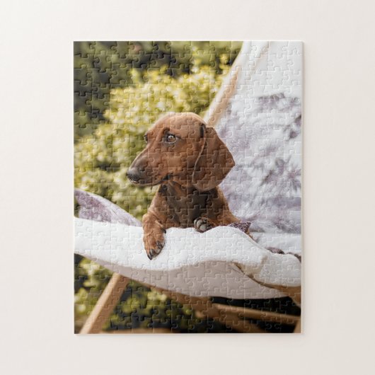 Little Weiner Dog Lounging In the Sun Puzzle (Vertikal)