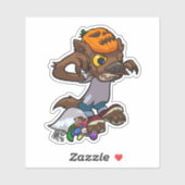 Little Werewolf Halloween Trick Or Treat Cartoon Aufkleber (Blatt)