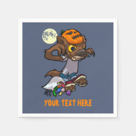 Little Werewolf Halloween Trick Or Treat Cartoon Serviette