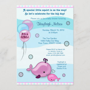 Little Whale Baby und Mommy Kiss Baby Dusche pink Einladung