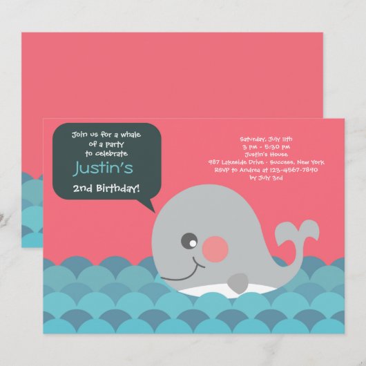 Little Whale Einladung (Vorne/Hinten)