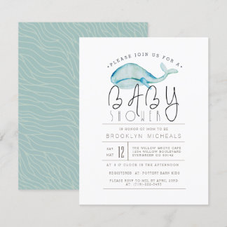Little Whale Watercolor | Aquatic Baby Dusche Einladung