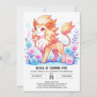 Little Whimsical Lion Digital Geburtstag Einladung