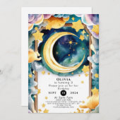 Little Whimsical Moon Birthday Einladung (Vorne/Hinten)