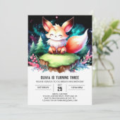 Little Whimsy Fox Geburtstag digital Einladung (Stehend Vorderseite)