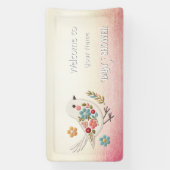 Little White Bird Floral Baby Dusche Banner (Vertikal)
