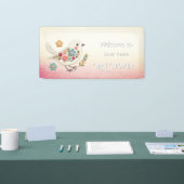 Little White Bird Floral Baby Dusche Banner (Messe)