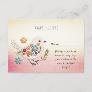 Little White Bird Floral Baby Dusche Begleitkarte