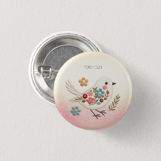 Little White Bird Floral Button (Vorne & Hinten)
