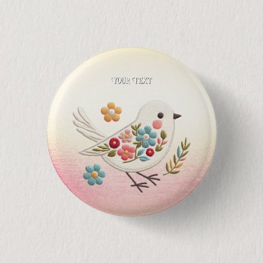 Little White Bird Floral Button (Vorderseite)