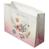 Little White Bird Floral Geschenktasche Große Geschenktüte (Rückseite Schrägansicht)