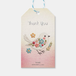 Little White Bird Floral Gift Tag Geschenkanhänger