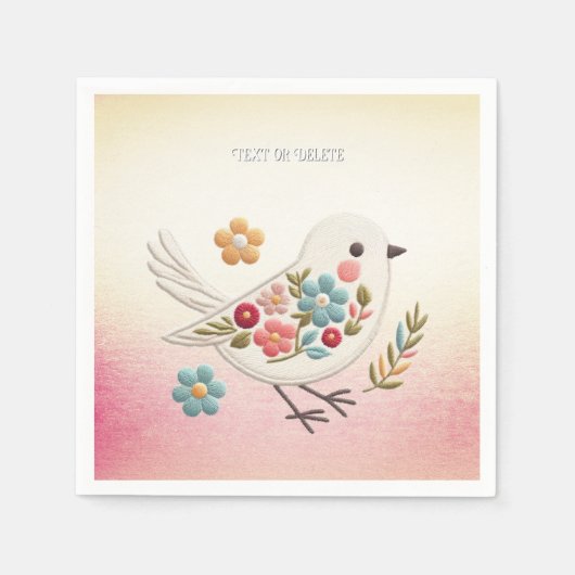 Little White Bird Floral Napkins Serviette (Vorderseite)