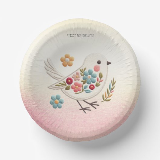 Little White Bird Floral Paper Bowl Pappteller (Vorderseite)